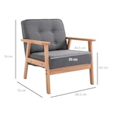 thumbnail of HOMCOM butaca de salón moderno sillón individual tapizado en lino asiento acolchado marco de madera para oficina dormitorio carga 120 kg 65x69x78 cm