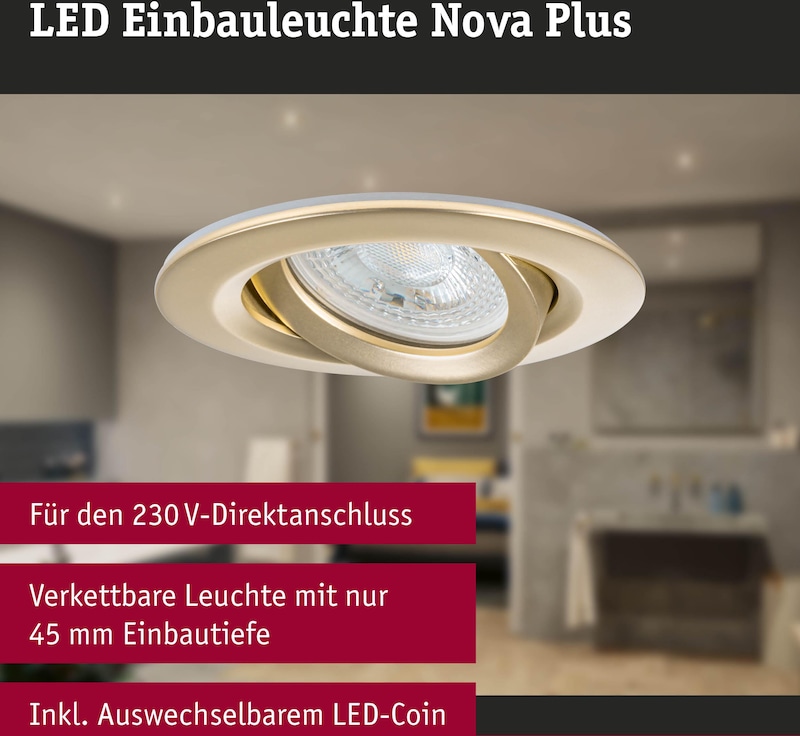 Ein schwenkbarer LED-Einbaustrahler mit geringer Einbautiefe.