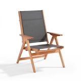 thumbnail of Sillón reclinable de madera de eucalipto con reposapiés negro