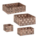 thumbnail of Relaxdays Aufbewahrungskorb, 6er Set, 4 Größen, Körbchen in Holzoptik, geflochten, Schrank & Regal, Kunststoff, braun