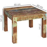 thumbnail of Rustikaler Couchtisch: Recyceltes Mango-Holz, Shabby-Chic-Design, robust, Klarlack-Beschichtung, große Tischplatte. Braun, 60x60x47 cm | Kadima Design
