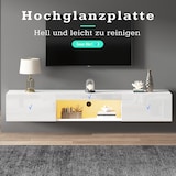 thumbnail of Merax 160 cm weißer Hochglanz-Hängeschrank für 70-Zoll-TV, mit LED-Beleuchtung, Bluetooth-APP-Steuerung, Wandmontierter TV-Ständer