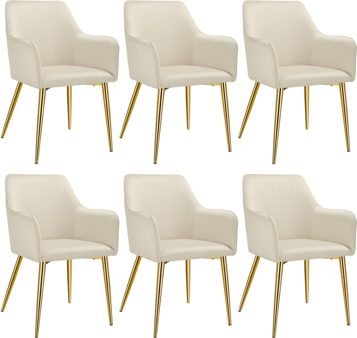 tectake Armlehnstuhl Avane, Samtoptik, gepolstert - 6er Set beige
