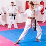 thumbnail of Arquiservi - Esterilla Tatami Puzzle 1x1x20mm Rojo-Azul / Antideslizante, yoga, pilates.