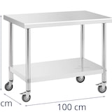 thumbnail of Royal Catering Edelstahltisch mit Rollen - PREMIUM - 60 x 100 cm - 155 kg -
