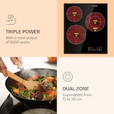 thumbnail of Virtuosa 3 Slim Kochfeld 3 Felder 5000 W Dualzone Timer Keramik Schwarz