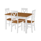 thumbnail of Zweifarbiger Tisch 80x120 Esstisch Tischplatte Eichefarben weiße Beine Massivholz 90.70-51CE