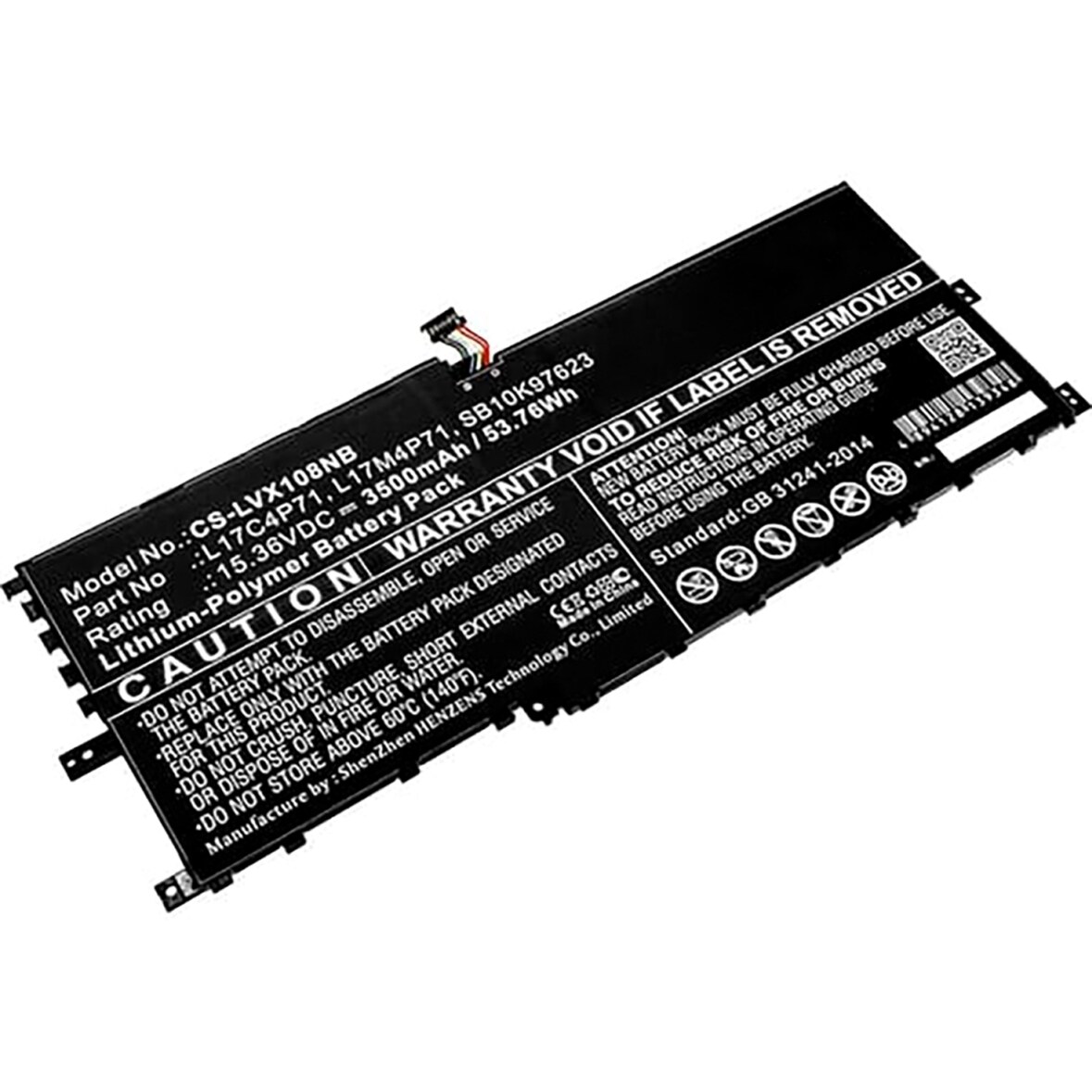 Akku für Lenovo L17C4PH1 Li-Pol 7,68 Volt 7600 mAh schwarz