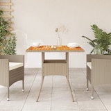 thumbnail of vidaXL Gartentisch Beige 80x80x75 cm Poly Rattan Akazienholz