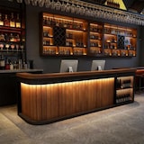 thumbnail of Bartresen, Empfangstheke in Holzoptik – Holzmaserungsdesign, geeignet für Bar, Restaurant & Café Braun 150x60x100cm【Hutaohei 150】