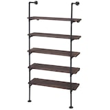 thumbnail of Scaffale libreria industriale HWC-C45 metallo legno di paulonia 5 ripiani 28x80x165cm marrone