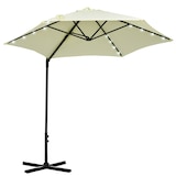 thumbnail of Sombrilla de jardín Ø256x248 cm parasol de terraza manual con luces LED solares poste giratorio 360° y ventilación superior para jardín piscina beige