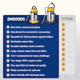 thumbnail of 2mGoods 1500W industriestaubsauger 60L Gelb, beutellos mit waschbarem Baumwollfilter gegen Feinstaub