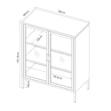 thumbnail of Helloshop26 - Metalen dressoir met glazen deuren staal en gehard glas 102 x 80 x 40 cm zwart 03_0006608