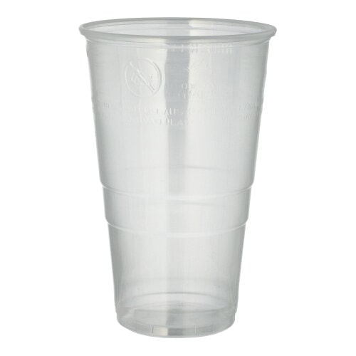 Pro Pac 50 Bierbecher, PP 0,5 l Ø 9,5 cm · 14,8 cm transparent mit Schaumrand (95448, 50 Stück)