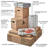 thumbnail of Umzugskomplettpaket 2 bis 3 Zimmer-Wohnung 75 m² (40x Kartons 2x Folie 2kg Packpapier 1x PP 28 2x Decken 20x Etiketten 1x Edding) SET BB-Verpackungen