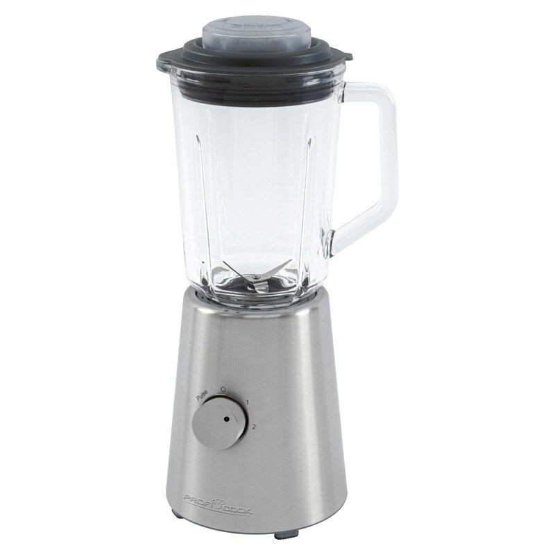 Proficook UM 1213 Amerikanischer Standmixer, 1-Liter-Glasbehälter, 2 Geschwindigkeiten + Impuls, Eispickel-Funktion, Edelstahlklingen. 500W Silber