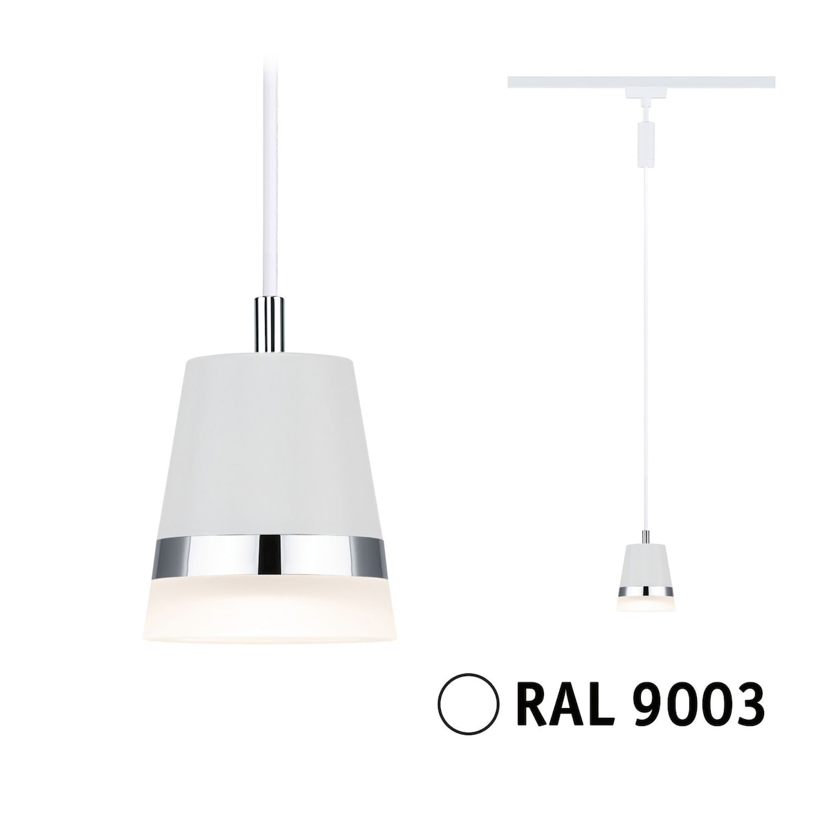 Paulmann URail Pendel Cone GU10  max. 10W  dimmbar 230V Signalweiß 95629
