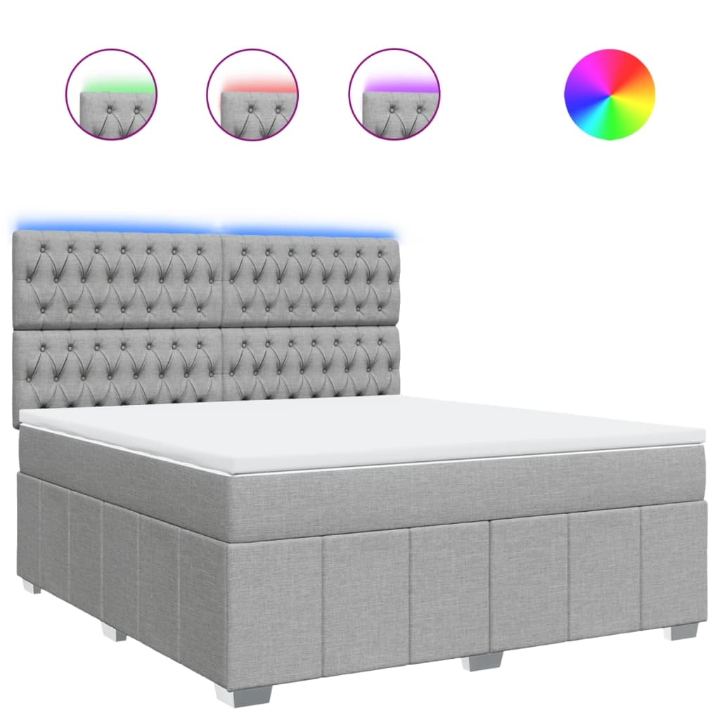 vidaXL Boxspringbett mit Matratze Hellgrau 180x200 cm Stoff
