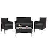 thumbnail of Poly-Rattan Garnitur HWC-F55, Balkon-/Garten-/Lounge-Set Sofa Sitzgruppe ~ schwarz, Kissen dunkelgrau