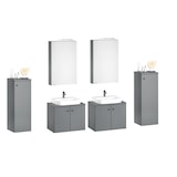 thumbnail of Badezimmermöbel-Set Spiegelschrank Waschtisch Schrank halbhoch grau V-90.59-01