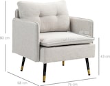 thumbnail of HOMCOM sillón de salón moderno butaca de salón tapizado en lino con cojines reposabrazos y patas de acero para dormitorio sala de estar oficina crema