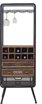 thumbnail of Weinregal für 10 Flaschen, Zubehör und Gläser | HxBxT 157x57x38cm | Holz Vintage | Tanne | Flaschenregal Barschrank Weinständer Gläser