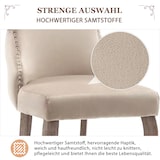 thumbnail of Esszimmerstuhl Samt Beige 91x50x52 cm mit Knopfsteppung und Ziernägeln, gepolstert, gebogene Massivholzbeine, klassisch elegant