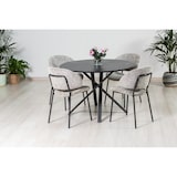 thumbnail of Table ronde ⌀110 cm, pieds croisés en métal, plateau stratifié, table à manger pour 4 personnes, pieds en X, style moderne - Carlo - Granit