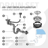 thumbnail of ML-Design Spülbecken Edelstahl 45 × 45 cm Silber – Eckige Einbauspüle mit Ab- & Überlaufgarnitur, 1 Becken klein, Edelstahlspüle mit Siphon & 2