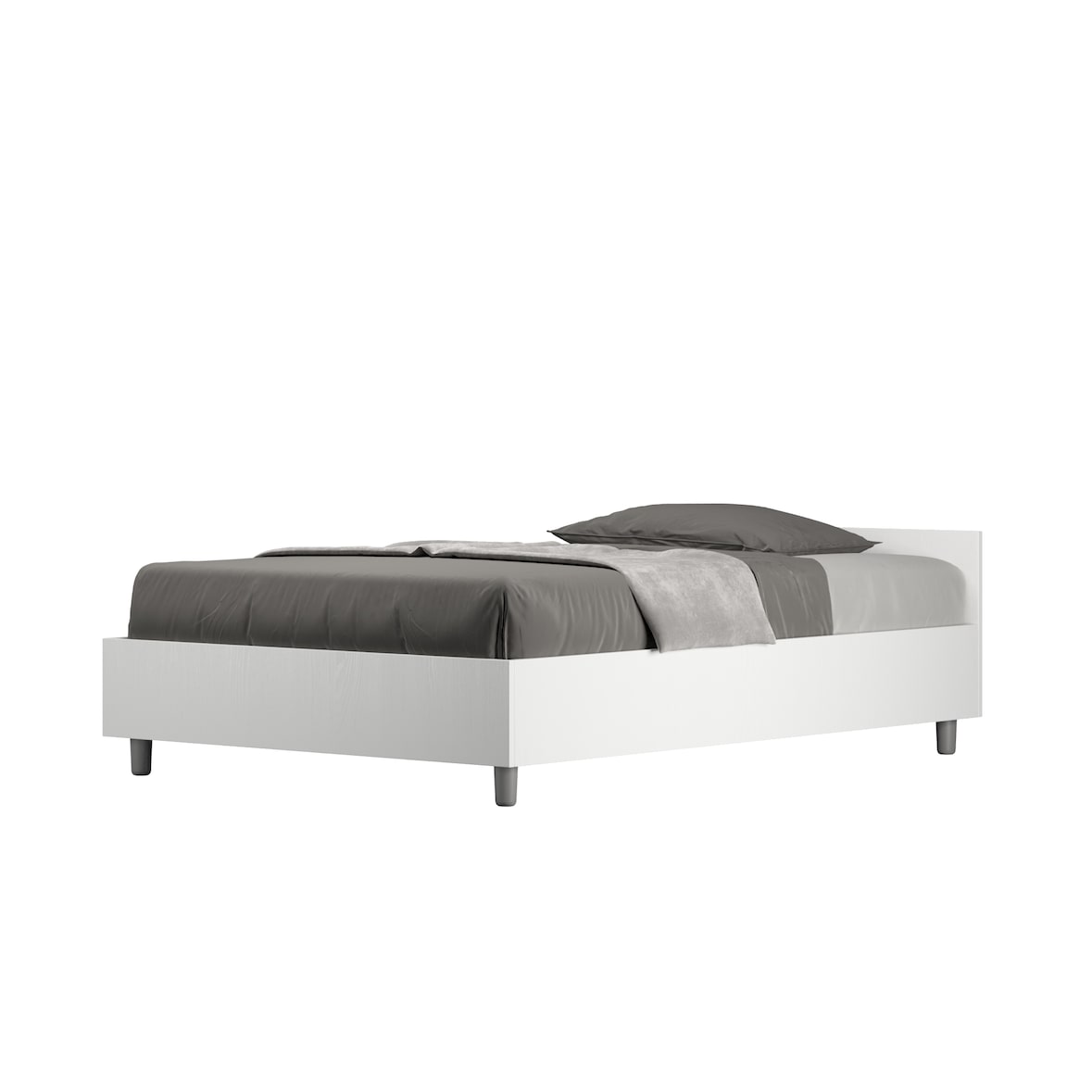 Letto una piazza e mezza senza rete 120x190 bianco frassino Nuamo