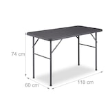 thumbnail of Relaxdays Gartentisch, Holzoptik, eckig, HxBxT: 74 x 118 x 60 cm, Kunststoff, Metall, klappbarer Terrassentisch, grau