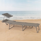 thumbnail of Tumbona plegable playa c/parasol y cojín acolchado gris Aktive