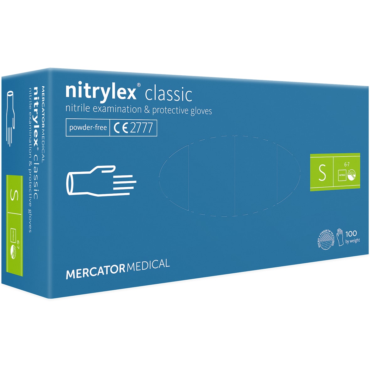 Nitrilhandschuhe blau, nitrylex® classic blue, Mercator - Größe S - 10x100 Stück