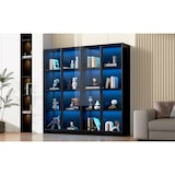 thumbnail of Vitrine LED 4-lagig Mit App Steuerung Glastüren Aluminiumrahmen Hochglanz Aufbewahrungsschrank Wohnzimmer Weiß 160x40x160cm