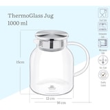 thumbnail of Wilmax Borosilikat Glas Krug mit Edelstahl-Deckel, 1000ml