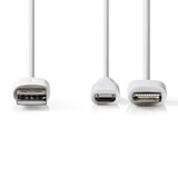 thumbnail of 2-in-1 Cable - USB 2.0 - USB-A Male - Apple Lightning 8-Pin / USB Micro-B Male - 480 Mbps - 1.00 m - Nickel Plated - Round - PVC - White - Polybag