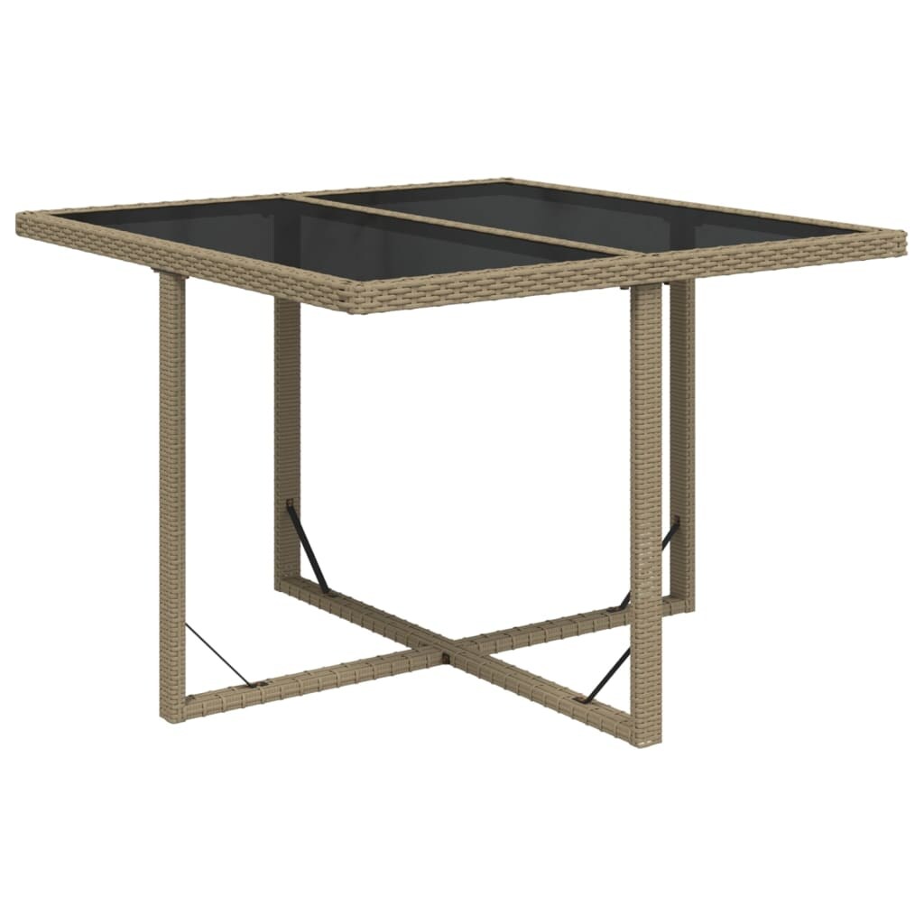 vidaXL Tuintafel beige 109x107x74 cm poly rotan en glas