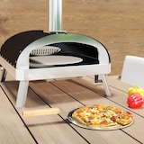 thumbnail of Outsunny mini horno de pizza exterior portátil horno de leña con piedra refractaria Ø33 cm termómetro y bandeja giratoria para terraza camping