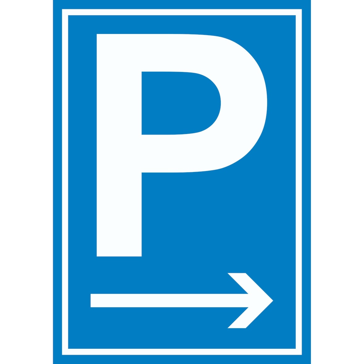 P Parkplatz Schild mit Pfeil nach rechts A6 (105x148mm)