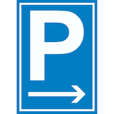 thumbnail of P Parkplatz Schild mit Pfeil nach rechts A6 (105x148mm)