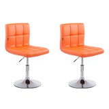 thumbnail of 2er Set Barhocker BANGKO - Kunstleder Orange 44x49x74 cm | Barstuhl Höhenverstellbar Mit Lehne Drehbar Tresenhocker Tresenstuhl Kneipenhocker