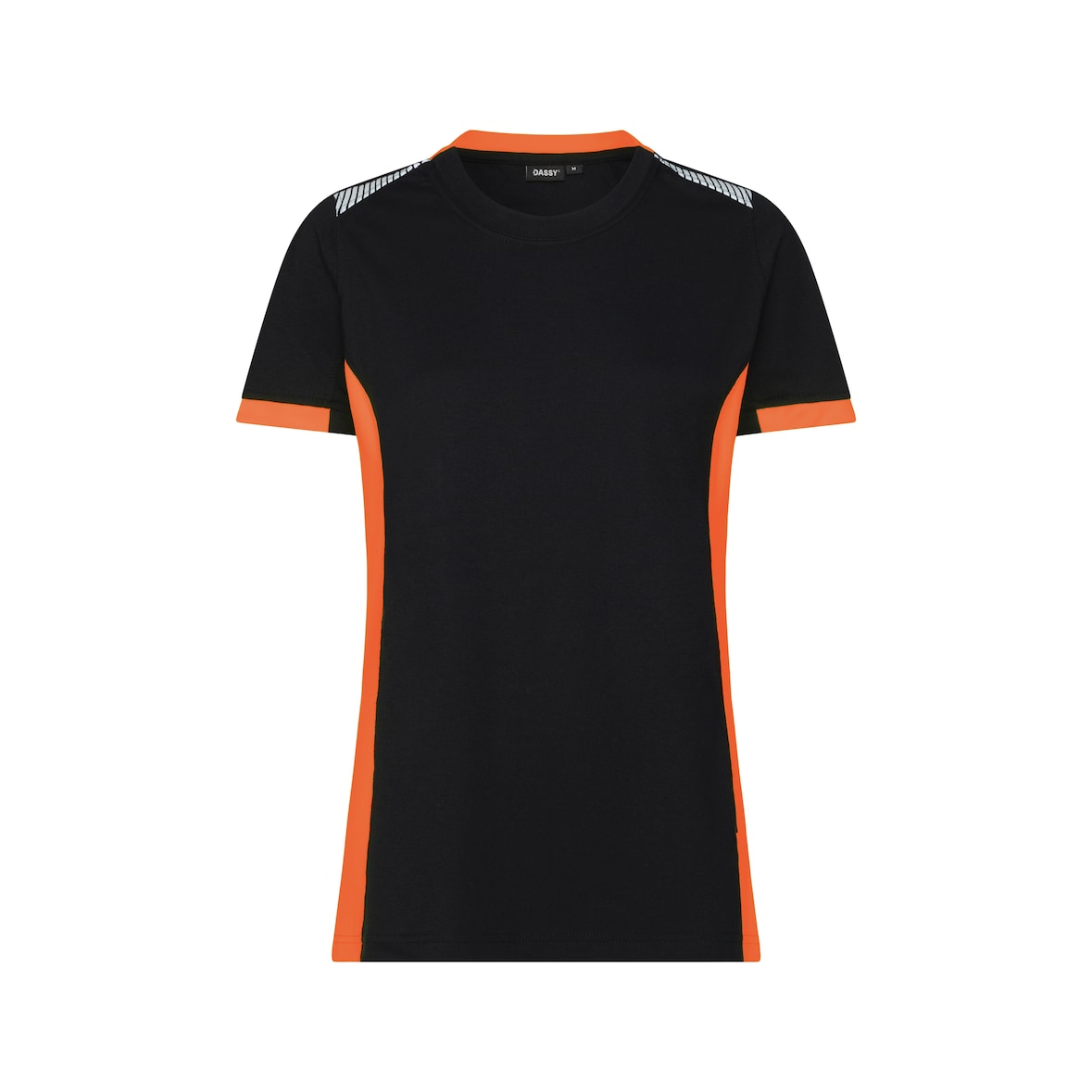 DASSY® Tampico Women Damen-T-Shirt, Logix, Rundhals, COPES 03, Reflexdetails, OEKO-TEX® Standard 100, Art. 710070 schwarz/fluo orange 4XL