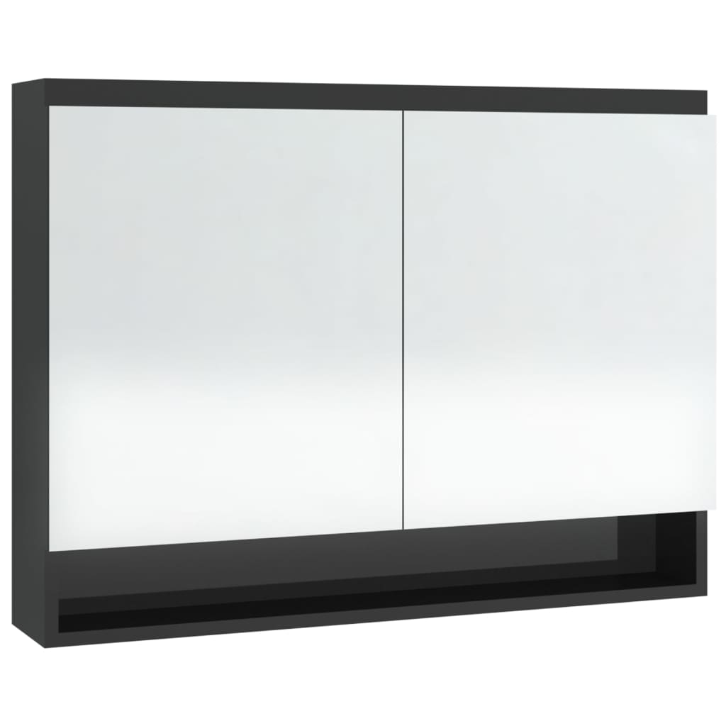 Helloshop26 - Badezimmerspiegelschrank 80 x 15 x 60 cm glänzend schwarz MDF 02_0006714