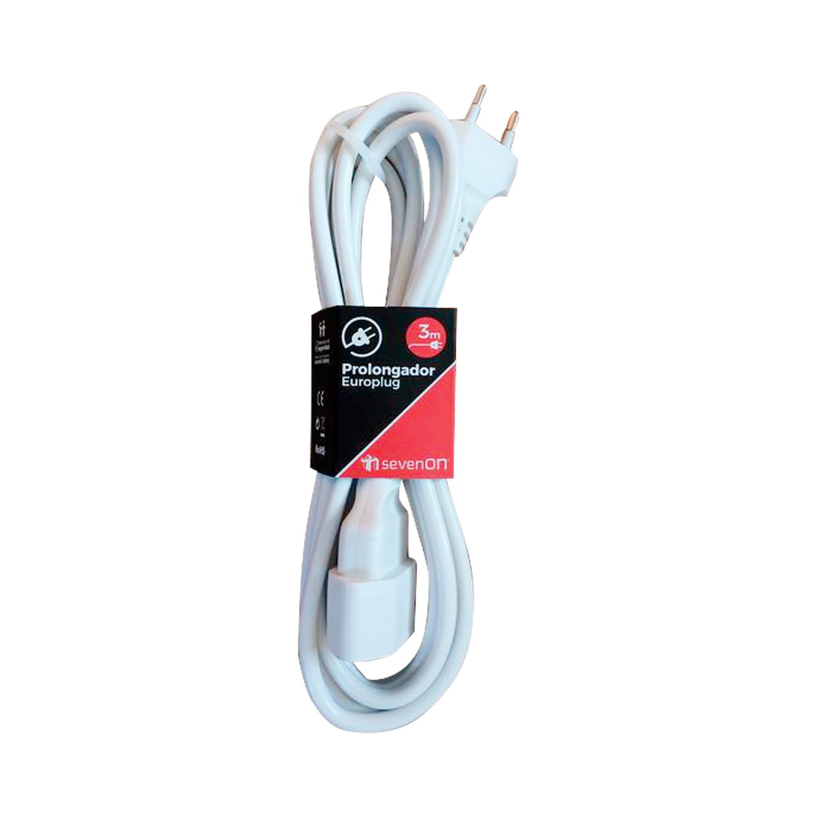 Alargador 3m Enchufe/Clavija Europlug Blanco 7hSevenOn