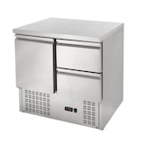 thumbnail of GastroHero Kühltisch Mini Edelstahl GN 1/1 1 Tür 2 Schubladen statische Kühlung +2 °C bis +8 °C 230 V Profi Gastronomie ECO 1/2 900x700x870 mm
