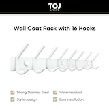 thumbnail of TOJ Living Wandgarderobe – 16 Haken – 62 cm – Edelstahl – Weiß – Hakenleiste
