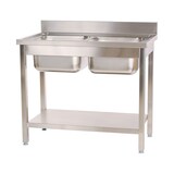 thumbnail of Cleiton® Fregadero de Acero Inoxidable de 2 Senos 1200x700x850 mm Desmontable | Pica Industrial con patas | Pila Lavadero para Cocina Restaurantes