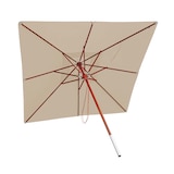 thumbnail of Gastronomie houten parasol HWC-C57, tuinparasol, polyester/hout 28kg, hoekige 4x4m trekkabel schokbestendig ~ crème