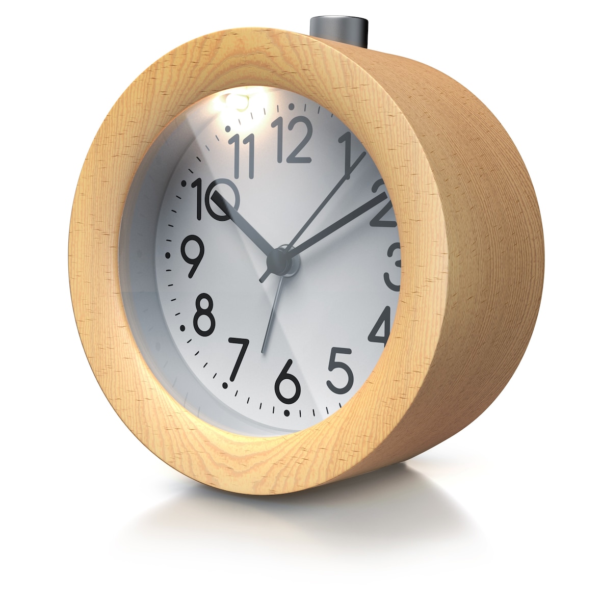 BEARWARE Analoger Wecker mit rundem Holzkorpus Holz Wecker mit beleuchtetem Ziffernblatt